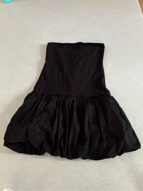 Ripe Maternity Black Mixed Poplin Balloon Dress Bubble Hem Mini Size Medium 🇨🇦